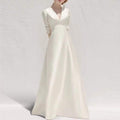 Robe blanche pour dames Satiné Surface était mince et haute française Tempérament Robe Long Ski