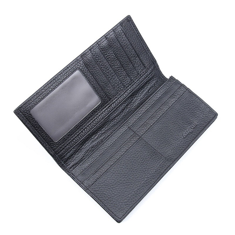 Portefeuille Homme Retro Crazy Horse Leather Long Vertical Wallet