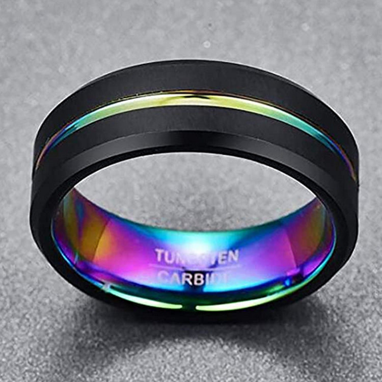 Bijoux hommes à deux tons 8Mm large Slotted Blue et Black Tungsten Steel Bijoux