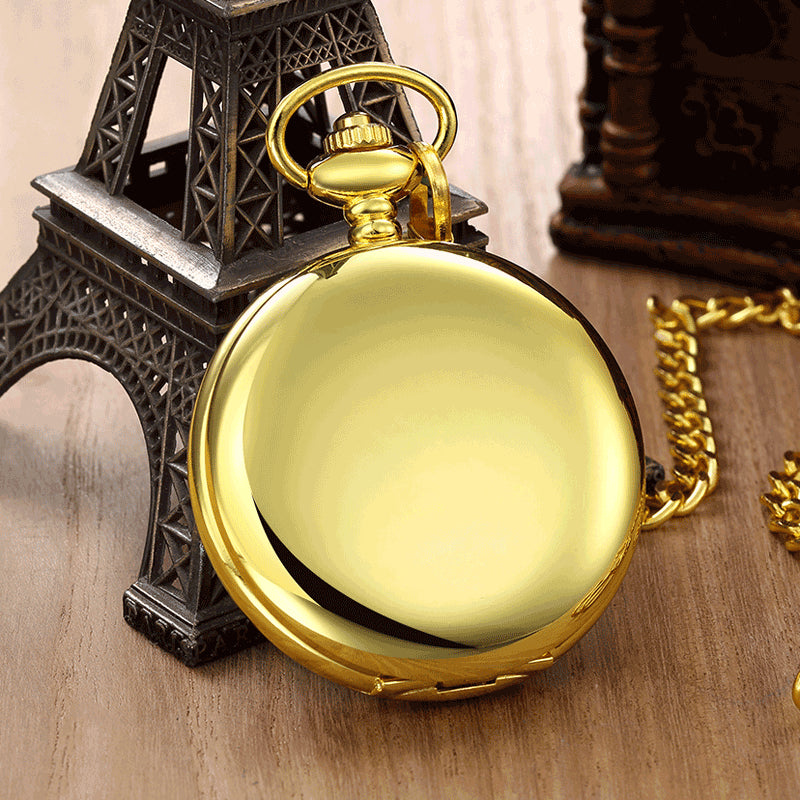 Montre de poche en quartz léger rétro double-côté