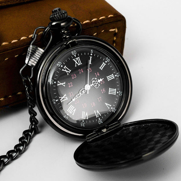 Montre de poche en quartz léger rétro double-côté