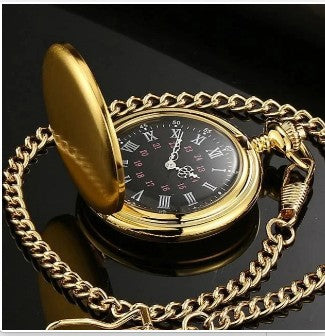 Montre de poche en quartz léger rétro double-côté