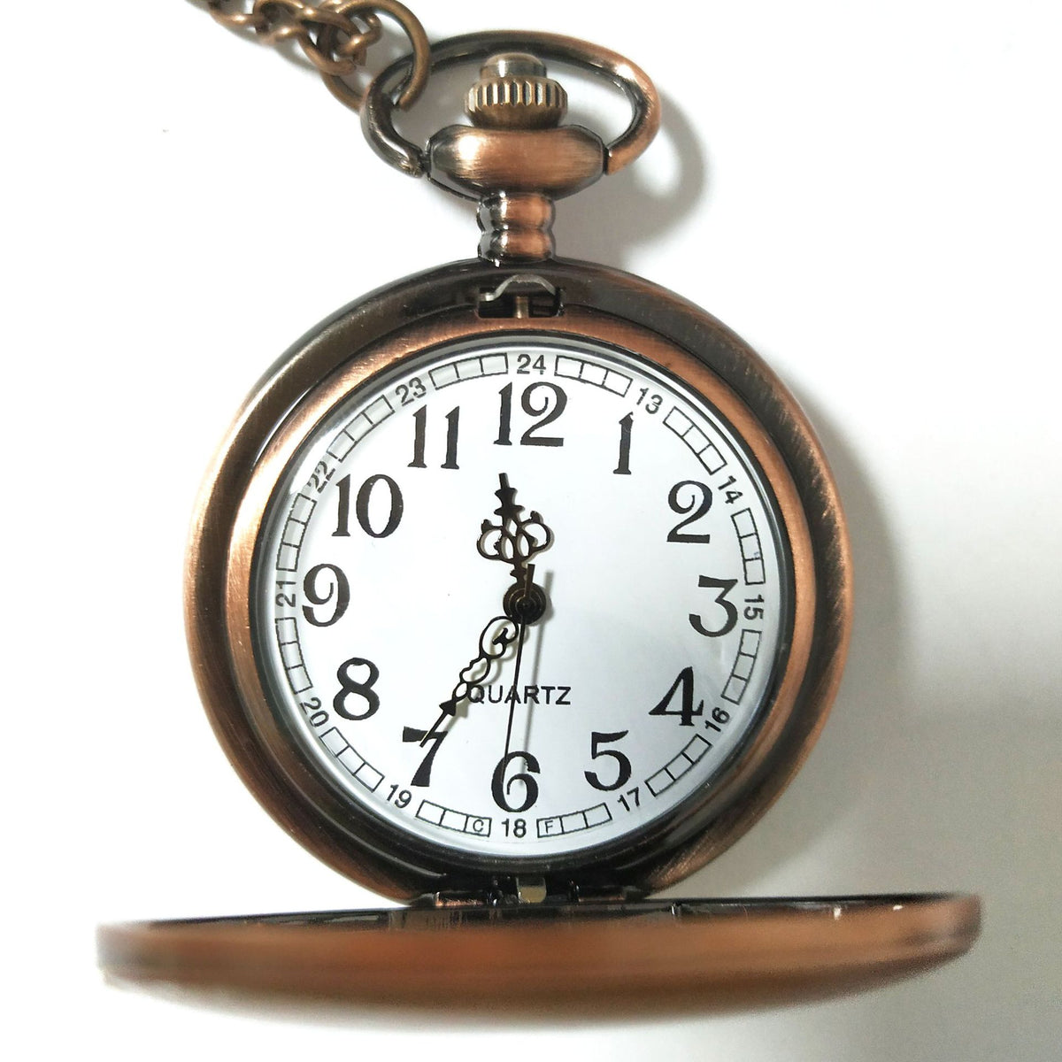 Montre de poche en quartz léger rétro double-côté
