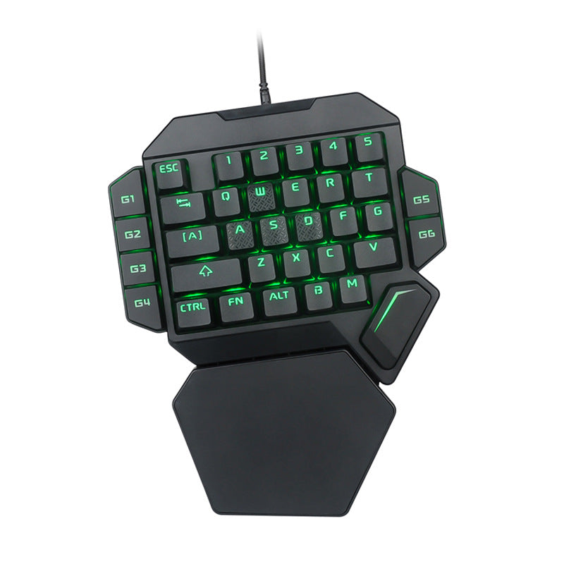 Une main câblé mécanique clavier vert axe jeu jeu canon dieu trône gauche main petit ke