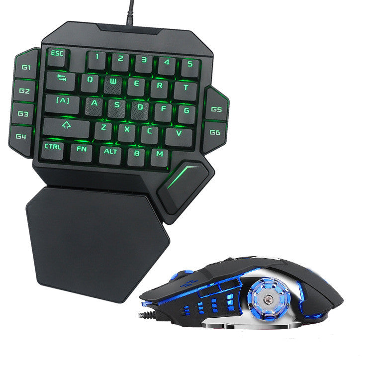 Une main câblé mécanique clavier vert axe jeu jeu canon dieu trône gauche main petit ke