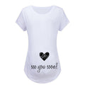 Femmes T-shirts mince maternité Lettre drôle Tops O-Neck Grossesse Femmes