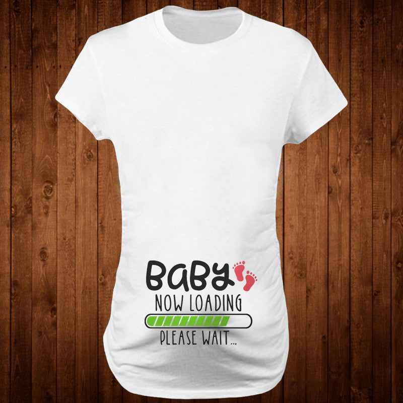 Femmes T-shirts mince maternité Lettre drôle Tops O-Neck Grossesse Femmes