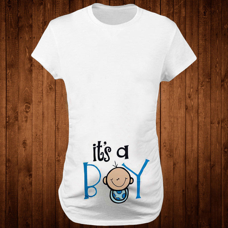 Femmes T-shirts mince maternité Lettre drôle Tops O-Neck Grossesse Femmes