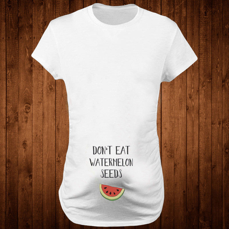Femmes T-shirts mince maternité Lettre drôle Tops O-Neck Grossesse Femmes