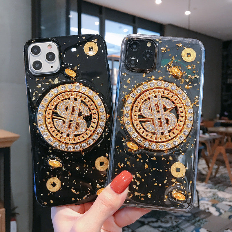 3D Diamond Dollar Turnplate Case Téléphone Designer de luxe