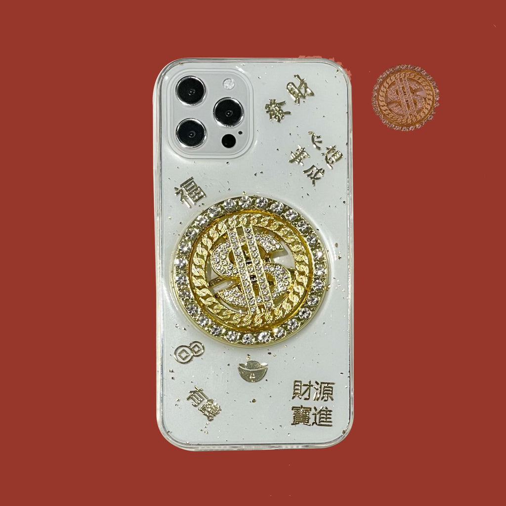 3D Diamond Dollar Turnplate Case Téléphone Designer de luxe