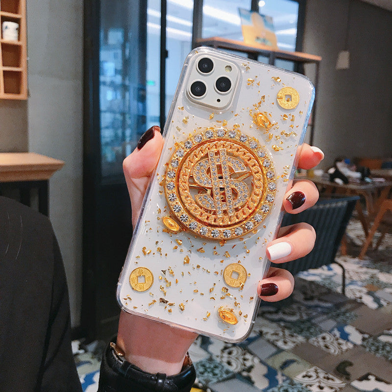3D Diamond Dollar Turnplate Case Téléphone Designer de luxe