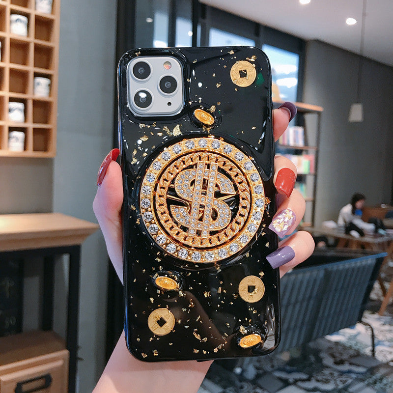 3D Diamond Dollar Turnplate Case Téléphone Designer de luxe