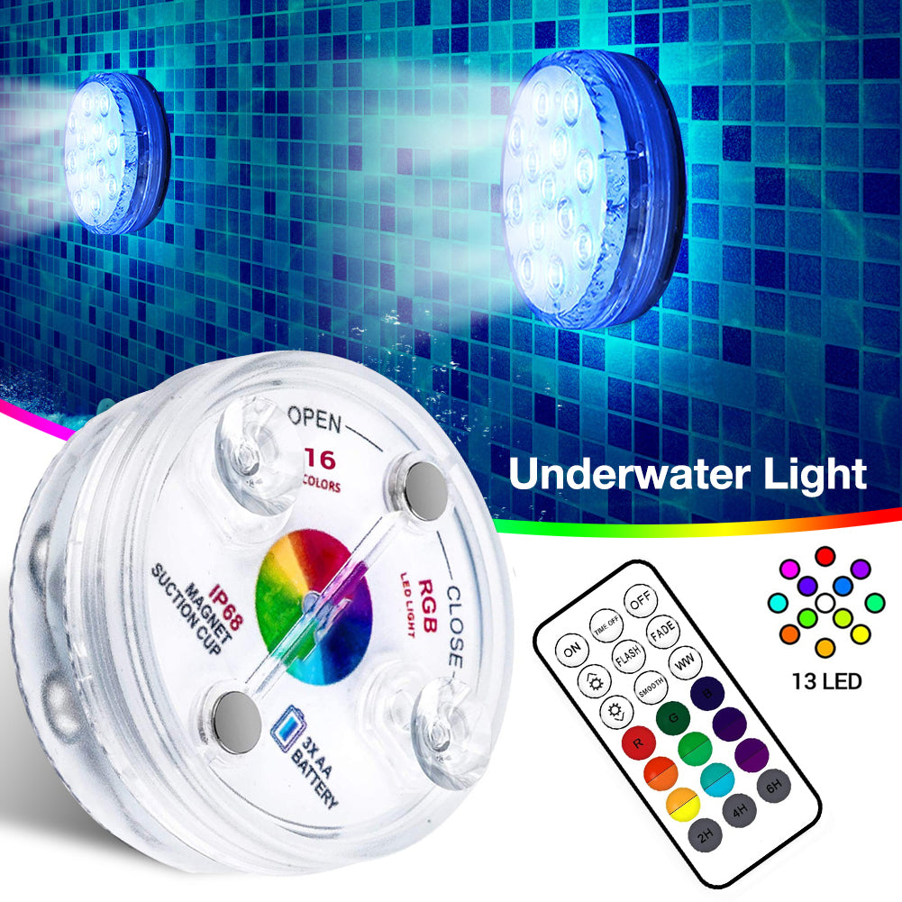 13 LED lumière submersible pour piscine Fontaine de jardin salle de bains IP68 imperméable