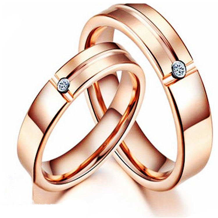 European And American Sale Tungsten Gold Ring Trend Rose Gold Slotted Zircon Tungsten Stee