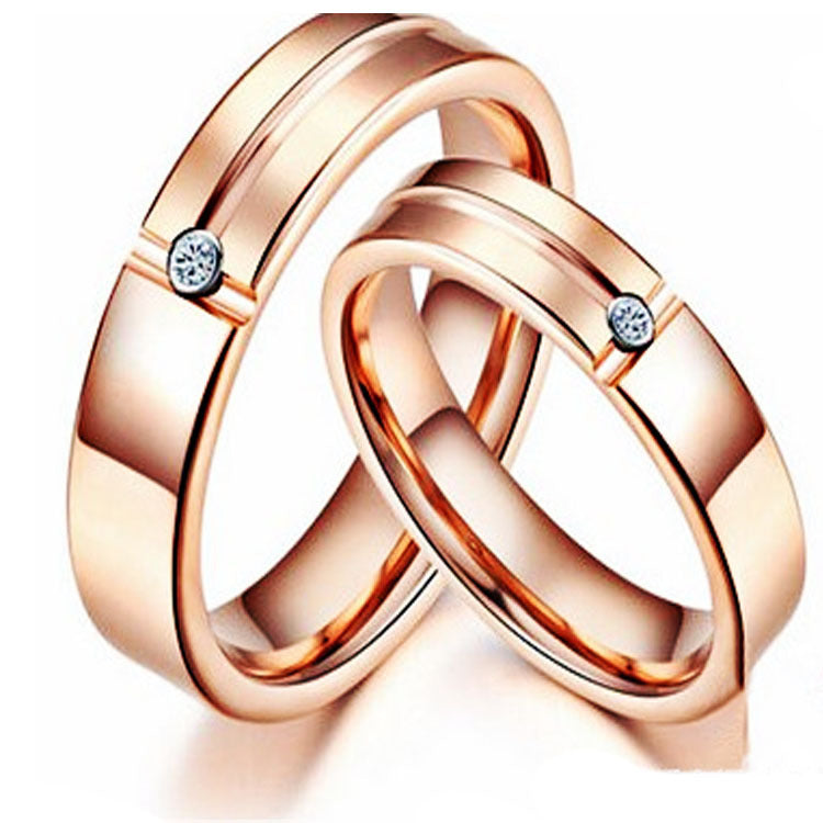 European And American Sale Tungsten Gold Ring Trend Rose Gold Slotted Zircon Tungsten Stee