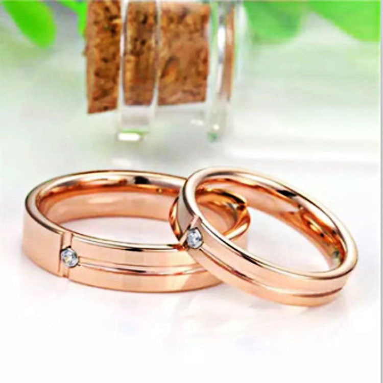 European And American Sale Tungsten Gold Ring Trend Rose Gold Slotted Zircon Tungsten Stee