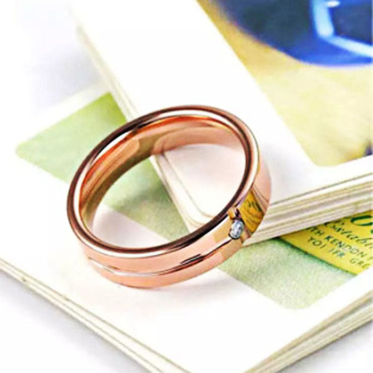 European And American Sale Tungsten Gold Ring Trend Rose Gold Slotted Zircon Tungsten Stee