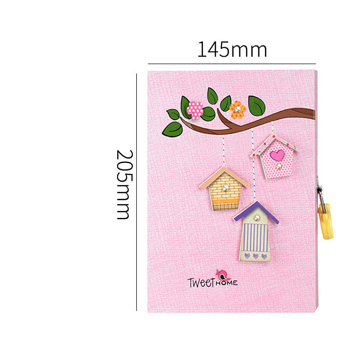 Livre de code de l'élève de l'école primaire avec carnet de verrouillage Prix cadeau de récompense en boîte fille coeur C