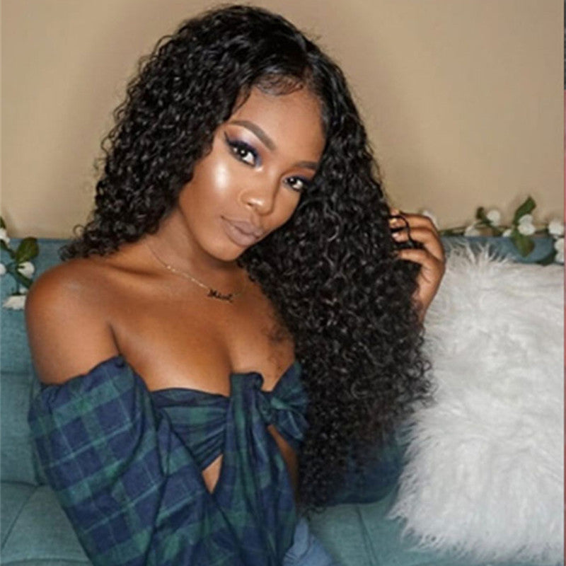 Wig Ladies Mid-long Curly Hair Enveloppé à la main Petits Curls