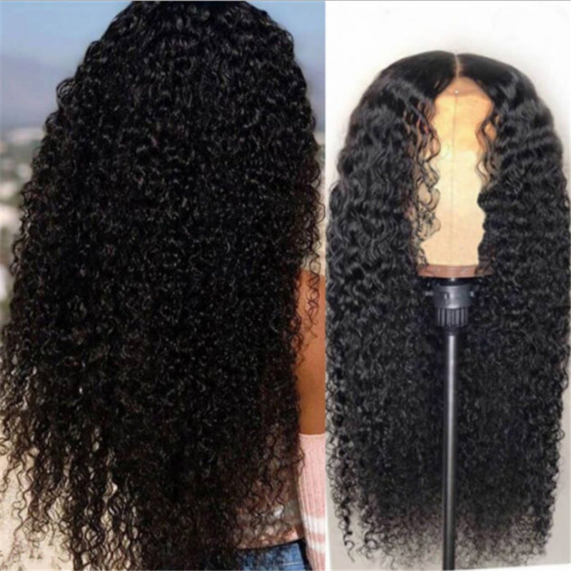 Wig Ladies Mid-long Curly Hair Enveloppé à la main Petits Curls