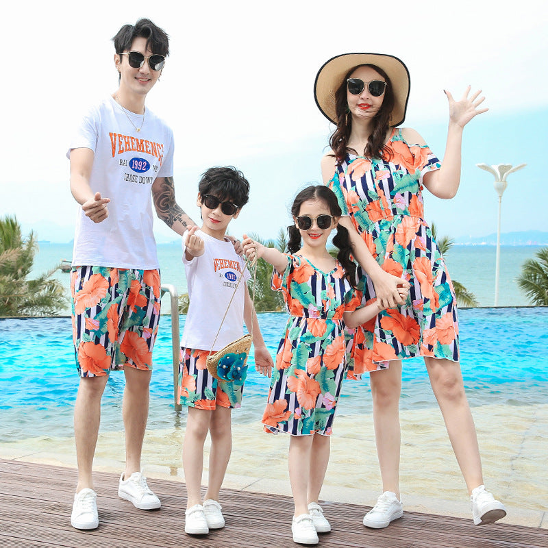 Robe parent-enfant Robe d'été pour une famille de trois ou quatre