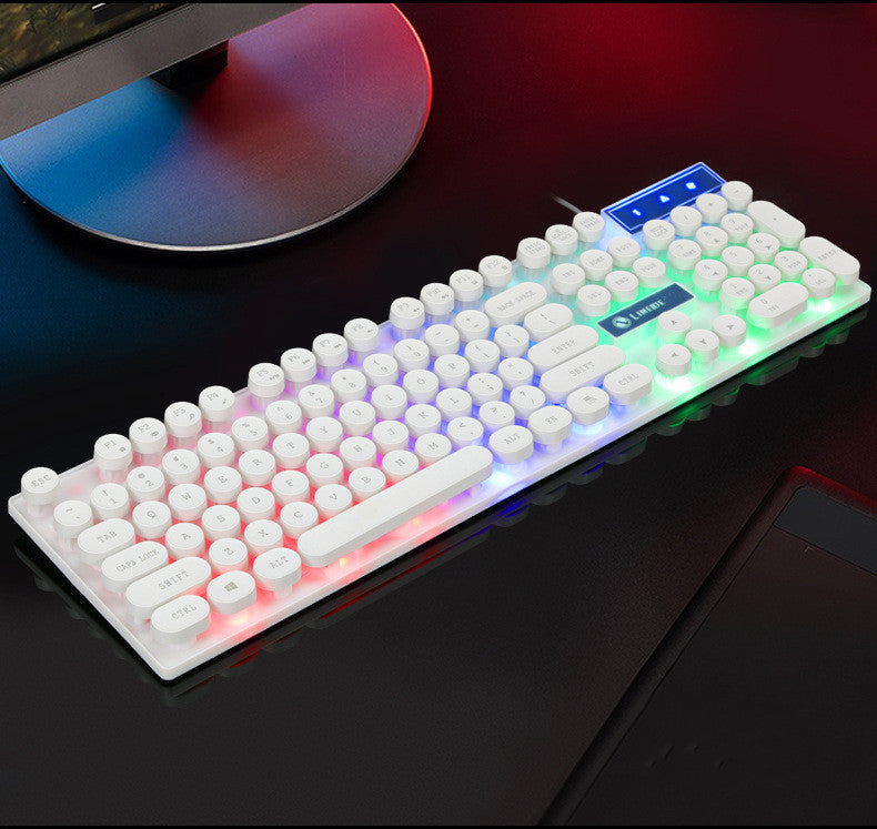 Limei Tx30 Retro Punk Keyboard Usb Wired Home Desktop Computer Backlit Retro Round Key Cap
