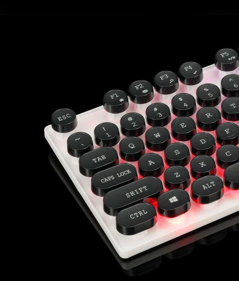 Limei Tx30 Retro Punk Keyboard Usb Wired Home Desktop Computer Backlit Retro Round Key Cap