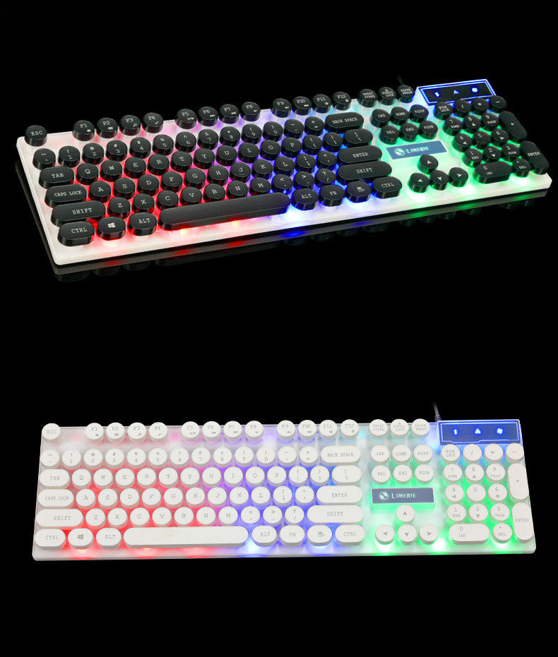 Limei Tx30 Retro Punk Keyboard Usb Wired Home Desktop Computer Backlit Retro Round Key Cap