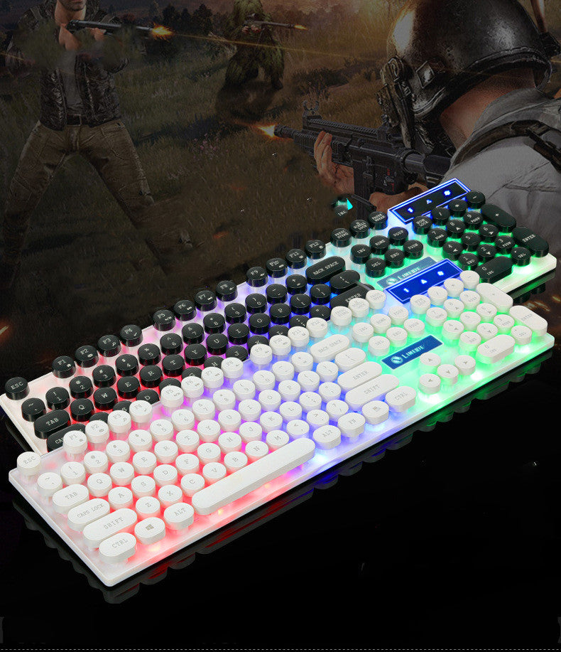 Limei Tx30 Retro Punk Keyboard Usb Wired Home Desktop Computer Backlit Retro Round Key Cap