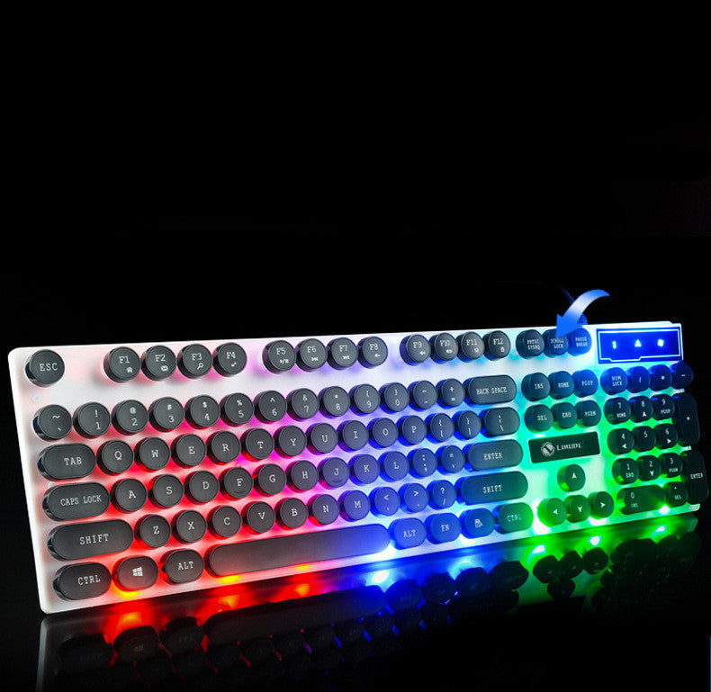 Limei Tx30 Retro Punk Keyboard Usb Wired Home Desktop Computer Backlit Retro Round Key Cap