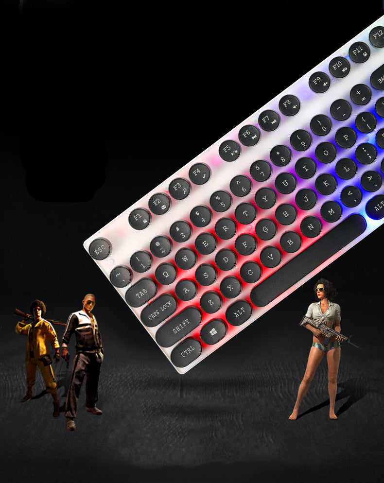 Limei Tx30 Retro Punk Keyboard Usb Wired Home Desktop Computer Backlit Retro Round Key Cap