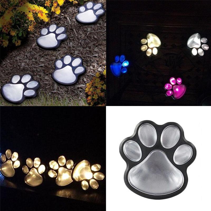 Éclairage d'impression de pattes d'animaux à énergie solaire Lampes solaires à LED Jardin extérieur Voie LED Lanterne Déc