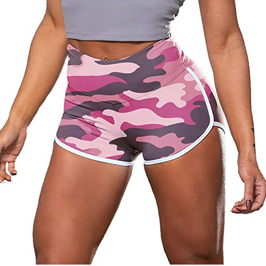 Femmes Camouflage Tie-Dye Imprimer Hip-Up Fitness Shorts occasionnels