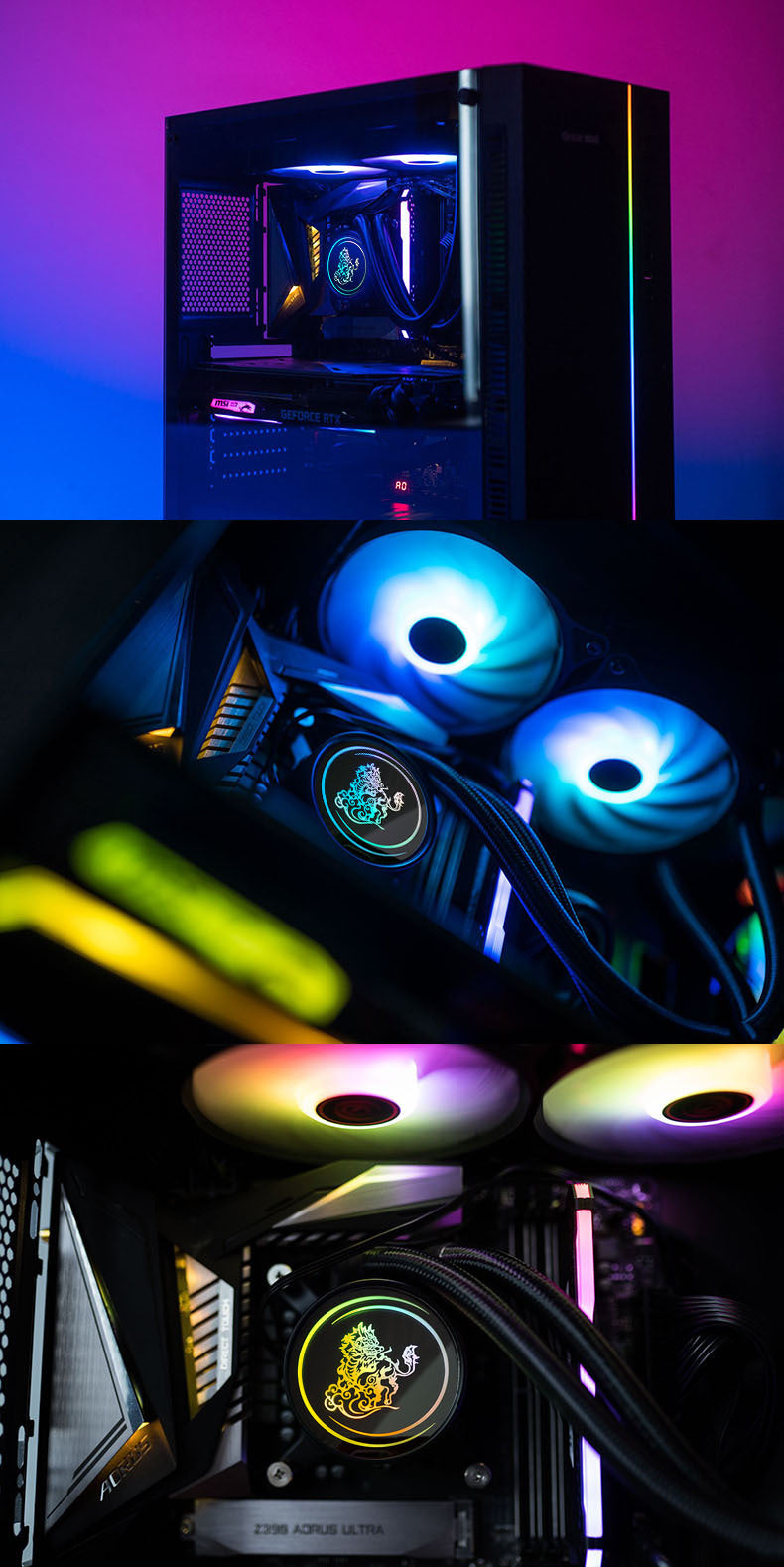 Kirin ordinateur processeur de refroidissement de l'eau radiateur ARGB ventilateur 2