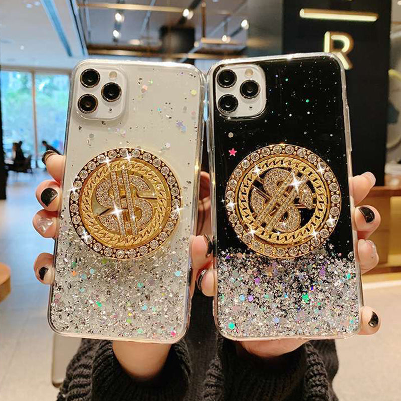 3D Diamond Dollar Turnplate Case Téléphone Designer de luxe