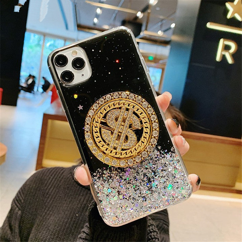 3D Diamond Dollar Turnplate Case Téléphone Designer de luxe
