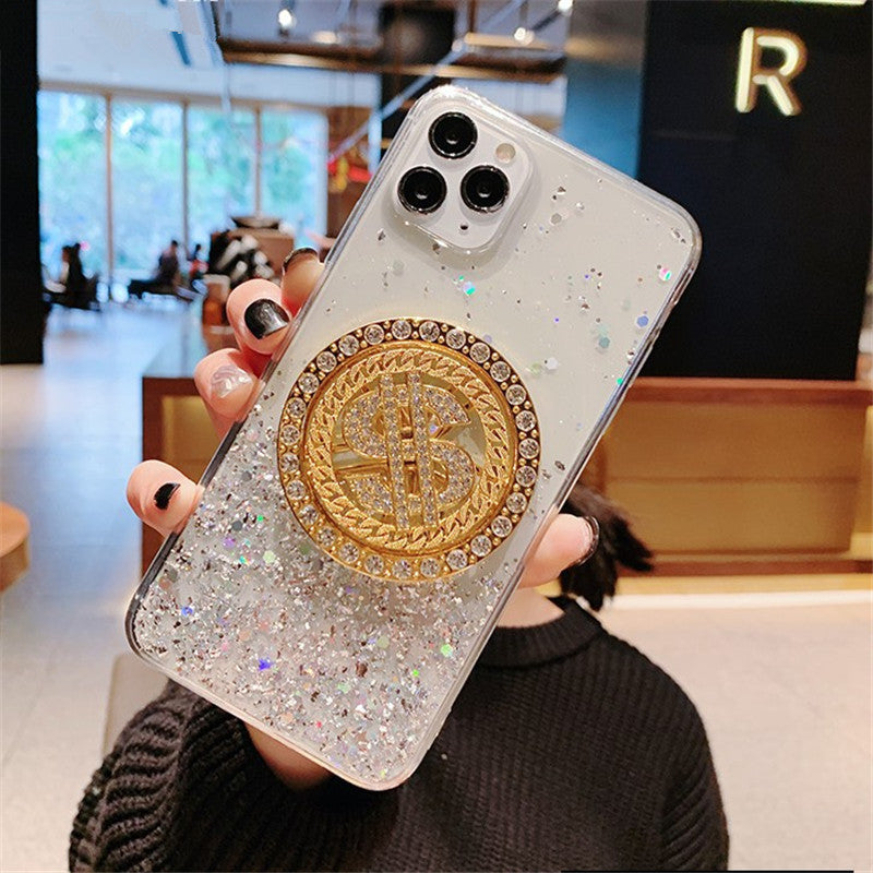 3D Diamond Dollar Turnplate Case Téléphone Designer de luxe