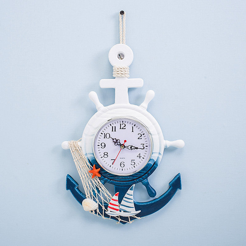 Style méditerranéen bleu et blanc bateau Rudder Helmsman Anchor Creative Personality Wall C