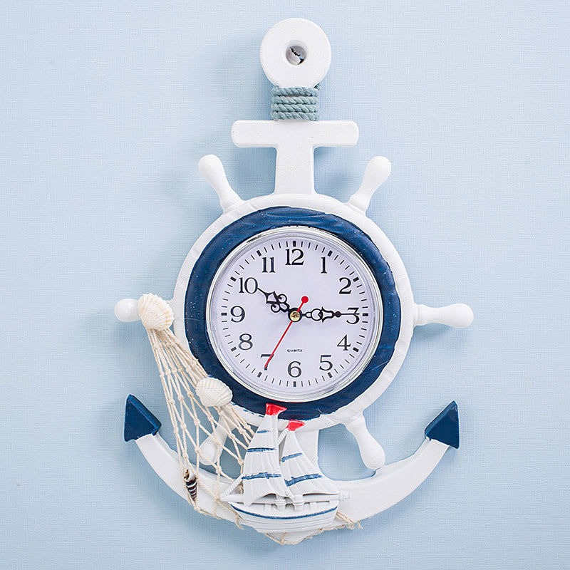 Style méditerranéen bleu et blanc bateau Rudder Helmsman Anchor Creative Personality Wall C