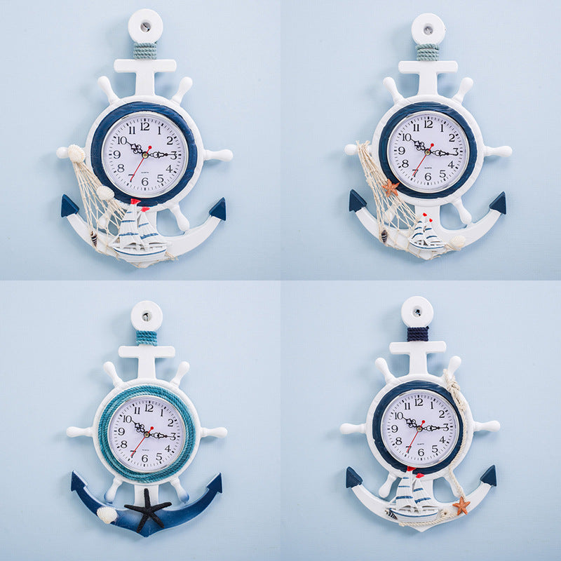 Style méditerranéen bleu et blanc bateau Rudder Helmsman Anchor Creative Personality Wall C