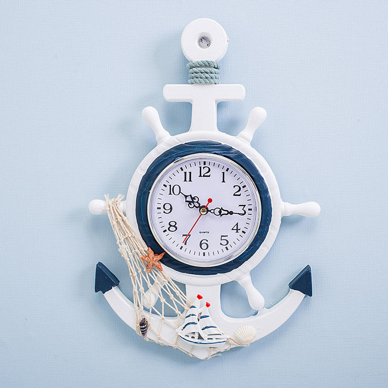 Style méditerranéen bleu et blanc bateau Rudder Helmsman Anchor Creative Personality Wall C