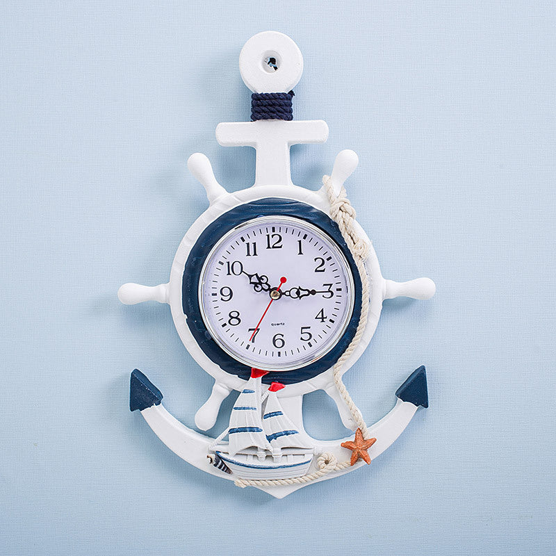 Style méditerranéen bleu et blanc bateau Rudder Helmsman Anchor Creative Personality Wall C