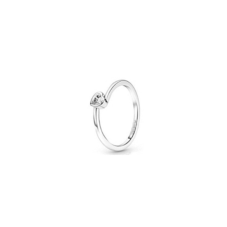 Anneau Argent Sterling Rose Or Solitaire Anneau Epoxy Love Heart Ring
