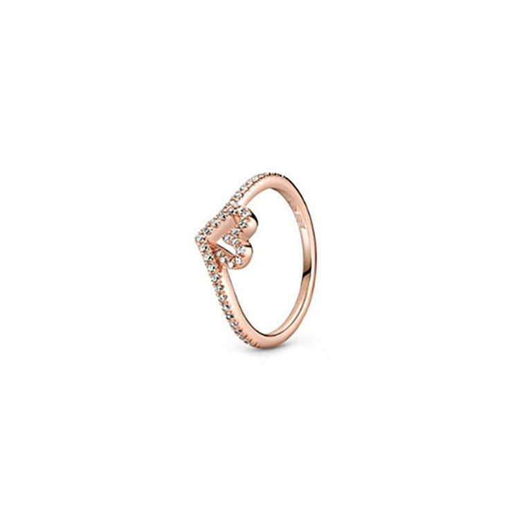 Anneau Argent Sterling Rose Or Solitaire Anneau Epoxy Love Heart Ring