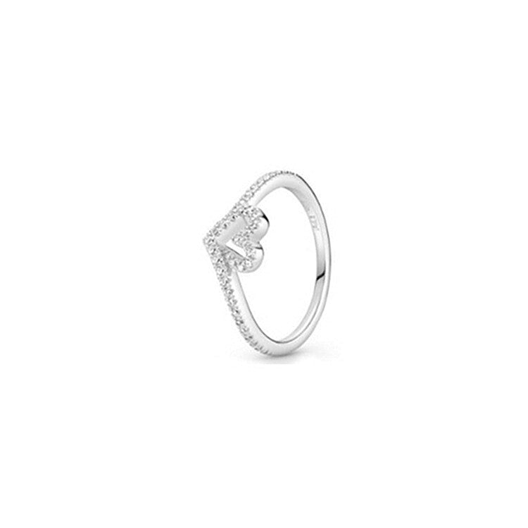 Anneau Argent Sterling Rose Or Solitaire Anneau Epoxy Love Heart Ring