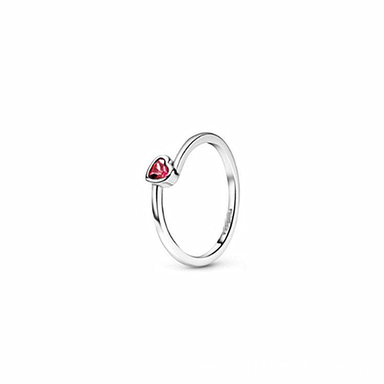 Anneau Argent Sterling Rose Or Solitaire Anneau Epoxy Love Heart Ring