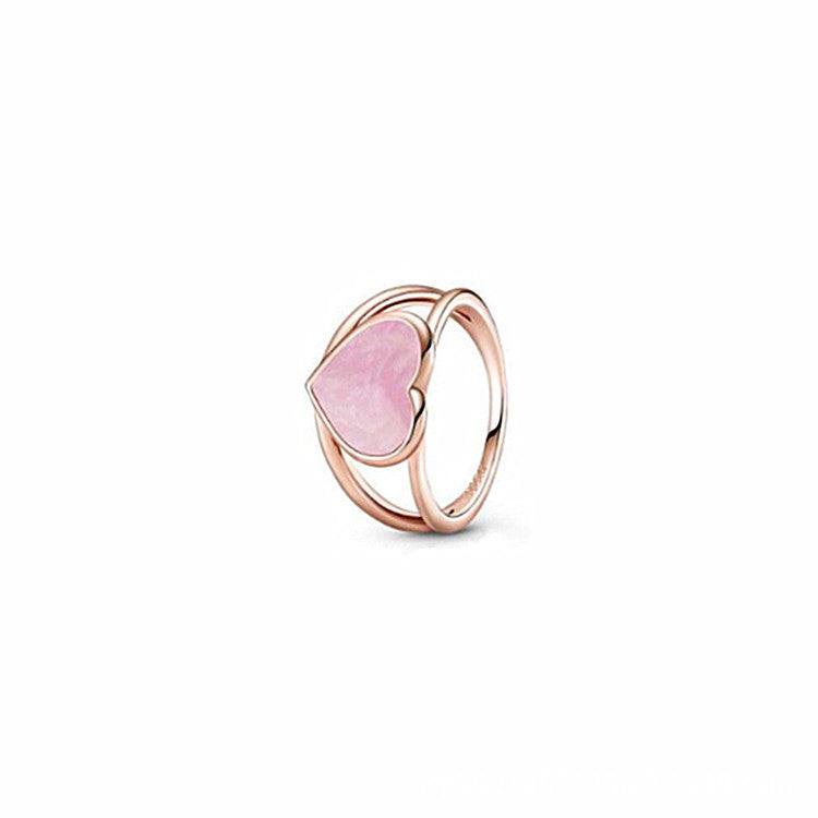 Anneau Argent Sterling Rose Or Solitaire Anneau Epoxy Love Heart Ring