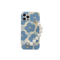 Bracelet Bleu Flower Pearl pour téléphone portable