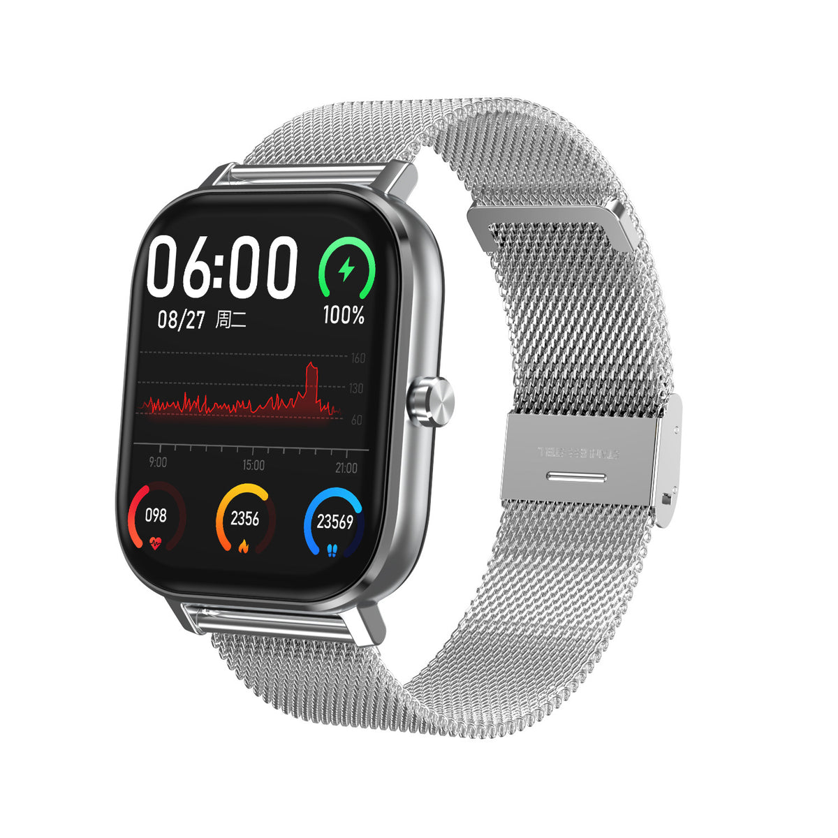 Bracelet intelligent Fréquence cardiaque Ecg Pression artérielle Blood Oxygène Music Control Télécommande